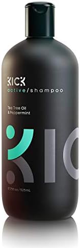 شامبو KICK للرجال – زيت شجرة الشاي وشامبو النعناع – شامبو رجالي لعلاج حكة فروة الرأس للشعر الخفيف – خالٍ من الكبريتات – شامبو قوي مضاد للقشرة للرجال والنساء ، 525 مل – 17.75 أونصة