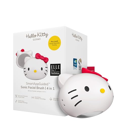 GESKE x Hello Kitty SmartAppGuidedâ„¢ Sonic Facial Brush | 4 in 1 | Electric Facial Cleansing Brush | Cleansing Brush | Vibrating Facial Brush | Skin Cleansing | Skincare | Gentle Face-Cleansing