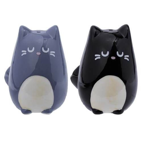 Puckator Salt and Pepper Set Cat, Black/Grey, Height 7cm Width 5cm Depth 5cm, Multi