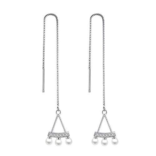 Boucles d'oreilles pour femmes en argent 925 perle mode triangle