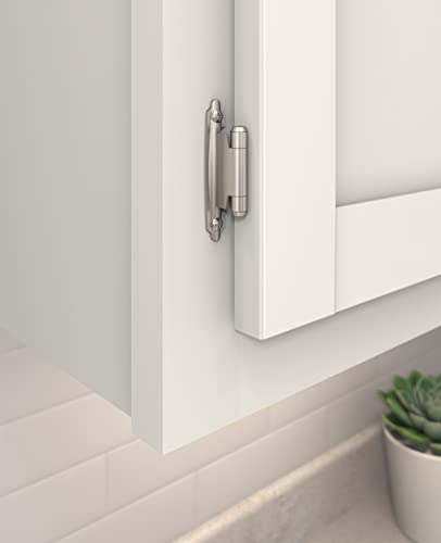 Image of Amerock 1 Pair Variable Overlay Satin Nickel Self-Closing Cabinet Hinge