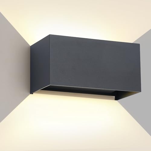 Migliori applique led Applique LED da 25 W per interni/esterni, 4000K, IP65, lampada da esterno a parete UP Down, applique da esterno per interni con angolo di emissione regolabile, bianco naturale, antracite