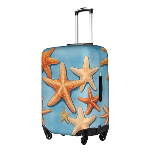 Blue Background Starfish Tsa Approved Luggage Cover For 18-32 Inch Suitcases Scratch-Resistant Stretch Luggage Cover2