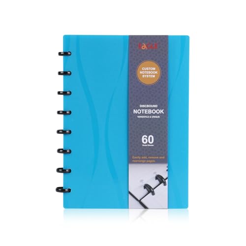Eagle - Cuaderno Discbound de tamaño mediano, personalizable, funda de poliéster, con 60 hojas a rayas