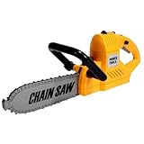 Motosierra para niños escala 1: 1 juguete realista motosierra batería accionada falsa educativa juego de simulación ABS prop, regalos para niños, amarillo..