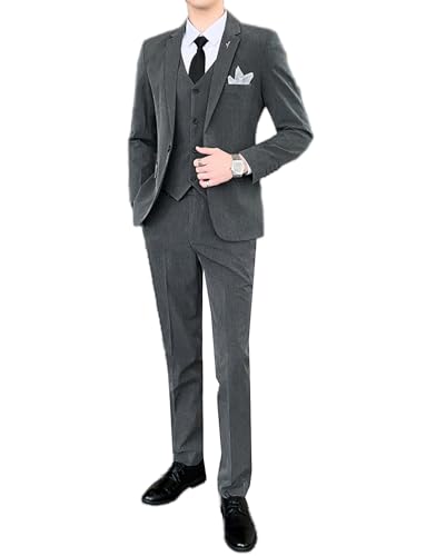 Costume 3 pièces ajusté Ulnomio veste monobouton gilet pantalon pour morphologie