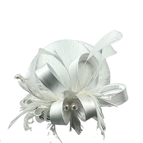 Barrette à fleurs en plumes et chapeau de mariage style fascinateur