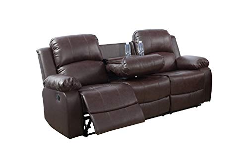 Aycp Bonded Leather Recliner Sofa Set 3 Pcs Motion Sofa Loveseat Recliner Sofa Recliner Couch Manual Reclining Chair For Living Room (3 Piece Set) (Brown) #TOP3