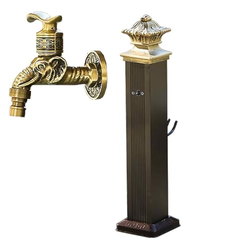 PUFAHAU Vertikale Frostschutz-Gartenwassersäule, Freistehende Retro-Wassersäule Aus Aluminium-Pavillon Mit Doppeltem Außenwasserhahn, Frostschutzmittel Und Rostschutz M(72 Cm/28 Zoll)