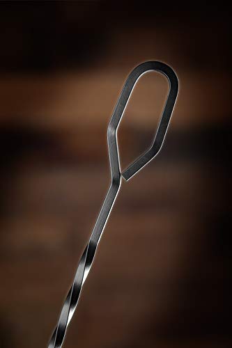 Flamely 25"" Black Cast Iron Fireplace & Pit Poker - Rust Resistant Powder Coated Poker Stick For Indoor/Outdoor Use, Modern Minimalistic Design & Optimal Reach For Safety - Fireplace Tool Accessory. #TOP1