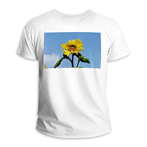 T-shirt tournesol en pur coton à col rond pour homme et femme XL