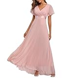 Abendkleider Elegant Für Hochzeit Hochzeitsgast Kleid Damen Abschlusskleid Cocktailkleid Evening Dress Kleider Lang Elegant Abendkleid Lang Infinity Kleid,Rosa,M