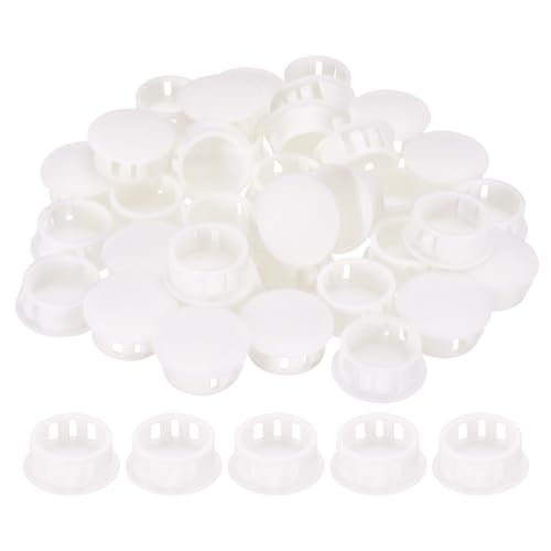 QUARKZMAN 50pcs Tapones de Plástico para Muebles, 20mm Nylon Tapas para Agujeros de Tornillo Redondo Cubierta Oculta Tapones para Orificios Cubiertas de Bloqueo, Blanco