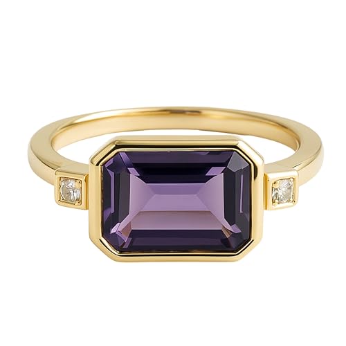 Bague Art déco argent sterling améthyste naturelle pour femme | Bijou rétro chic