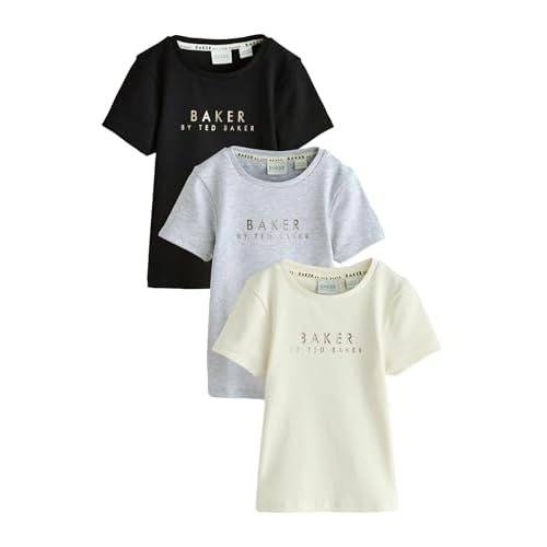BAKER BY TED BAKER Mädchen gerippte, körpernahe Kurztops im 3er-Pack Mehrfach Numeric_128