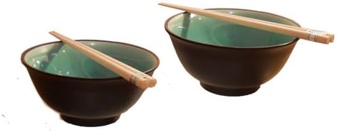 KAFUH JAPAN 2 PC CRACKLE 6" BOWL SET W/CHOPSTICKS