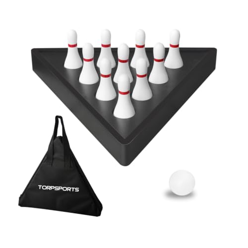 TORPSPORTS Shuffleboard Bowling Pin Set Tabletop Shuffleboard Bowling Portable Shuffleboard Bowling Curling Set Durable and Easy Carry -White