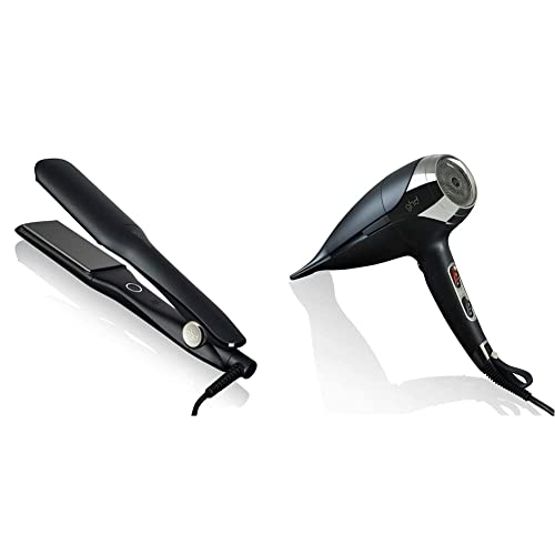 ghd Max Styler, Piastra per Capelli con Lamelle Ampie, Nero & Helios Asciugacapelli - Asciugacapelli professionale (Nero)