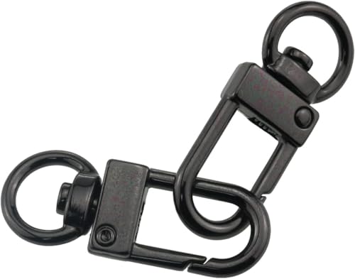 Image of Tia Strap Buckles Metal Clasps Lobster for Handbag, Spring Ring, Purse Dog Hook, Key Chain Swivel Trigger Snap Hook DIY and Purse Making Accessories (Black Push Gate Hook Swivel-Premium-33x10mm, 2)