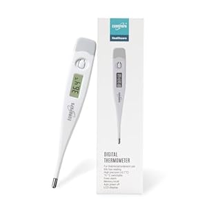 EUROPAPA Digitale koortsthermometer voor baby’s, kinderen en volwassenen, thermometer voor oraal, axillair of rectaal, waterdicht met koortsalarm