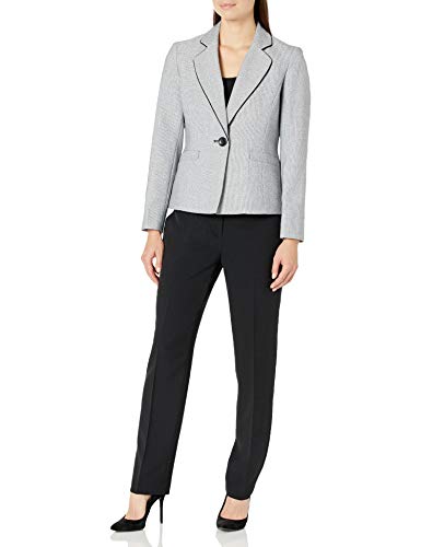 Le Suit Women's 1 Button Notch Collar Crossdye Novelty Pant Suit, Blue Dusk Multi, 18