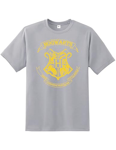 Daily Apparel Hogwarts Men's T-Shirt, Harry Potter Quality Printed Tee, Regular Fit Short Sleeve 100% Cotton top, Best Gift for Harry Potter Lovers Men/Women/Kids Grey