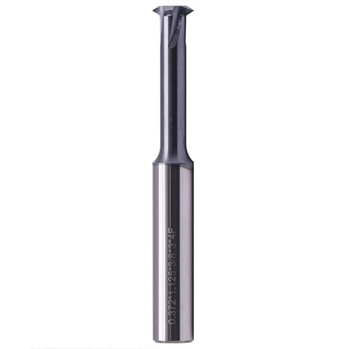 Image of BestParts 1 /2 inch 12-32 TPI Single Pitch Solid Carbide Thread end Mill - AlCrN Coated, 4 Flute, .372 inch Cutting Diameter, 3 /8 inch Shank Diameter, Necked to Thread 1.125 Deep, 3 inch Overall Length