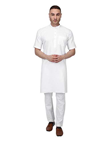 Rajubhai Hargovindas Men's Premium Cotton Half Sleeve Solid Kurta