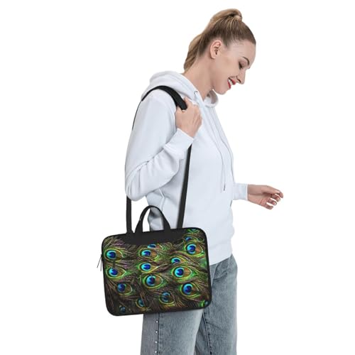 Bolsa para laptop unisex con correa y diseño original de pavo real 7