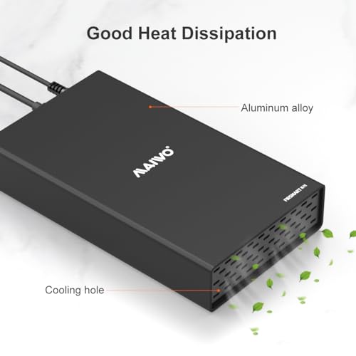 Image of MAIWO External Hard Drive Enclosure(6Gbps) with Hub Expander for 3.5 2.5 Inch SATA SSD HDD USB C to SATA III with UASP, 1 Port USB C Hub /2 Port USB A 10Gbps Hub,Compatible with Seagate Samsung Xbox