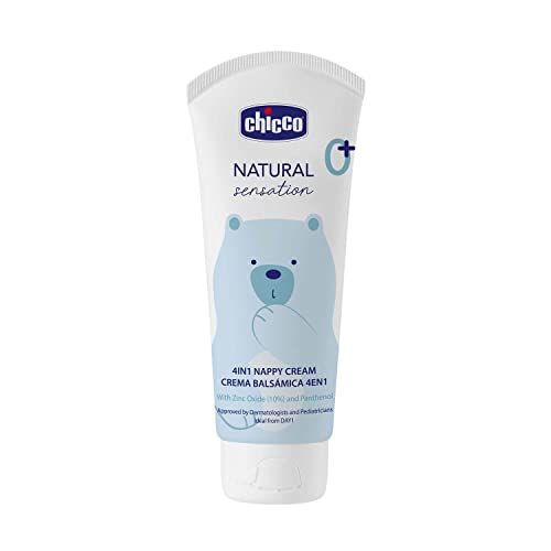 Chicco Crema Balsámica 4 en 1 Natural Sensation 100 ml, Crema de Pañal Para Bebés y Recién Nacidos 0+ Meses, Ingredientes Naturales, Previene, Protege, Calma y Repara La Piel Del Bebé