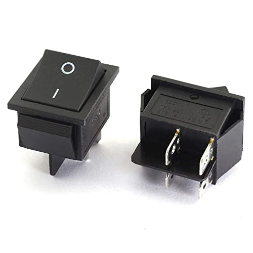 Magic&Shell 2-Pack Rocker Power Switch 16A 250V Ac 4 Pin 2 Position On/Off Power Switch Dpst Black Button #TOP6