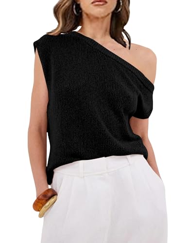 Women's Off The Shoulder Sweater Tops Summer Short Sleeve Knit Casual Shirt 2025 Trendy Going Out Tops