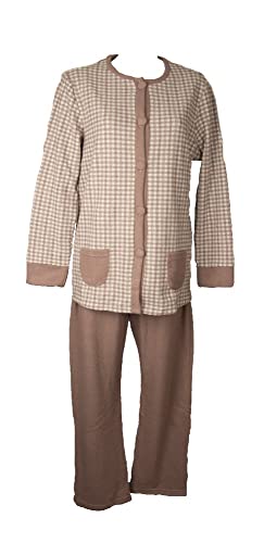 Pyjama femme ouvert devant col rond en point Milan chaud et doux Ragno
