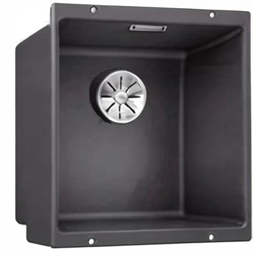BLANCO SUBLINE 400-U | Granitspüle aus SILGRANIT anthrazit | Einbauart: Unterbau | für 50 cm breite Unterschränke | Beckenform 2 in 1: zwei Becken, ein Ausschnitt und nur einmal montiert