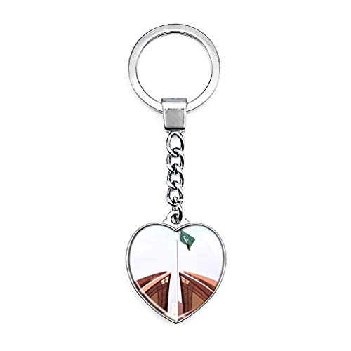 Hqiyaols Keychain Pakistan Monument Islamabad Pakistan Keychain Creative Double Sided Heart-shaped Crystal Key Chain Travel Souvenir Metal