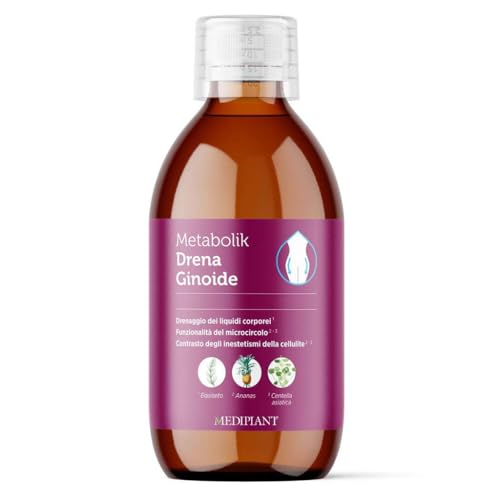 Mediplant - Metabolik Drena Ginoide gusto Ananas 500 ml - favorisce il drenaggio dei liquidi corporei, migliora la funzionalità del microcircolo e contrasta gli inestetismi della cellulite