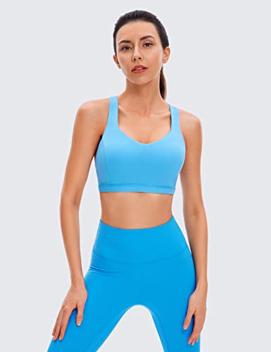 Image of CRZ YOGA Strappy V Neck Sports Bras | Medium Support, Removable Pads, Yoga, Brushed, Criss Cross Back, for Women