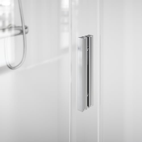 Miniatura 7 de Mampara De Ducha Frontal Corredera Serie 300f - Medidas 146-150x195 Cm - Vidrio Templado, Antical, Transparente - 1 Hoja Corredera Y 1 Fijo De 6 Mm - Perfil Plata Alto Brillo - Reversible -Realshower