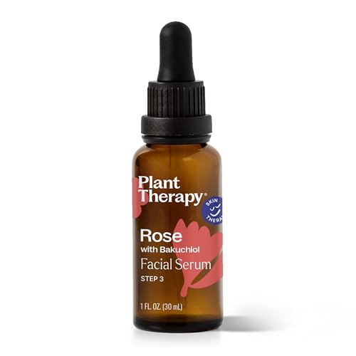 Plant Therapy Rose with Bakuchiol Facial Serum 1 oz with Rose Extract, Rosehip Seed Oil, and Carrot...