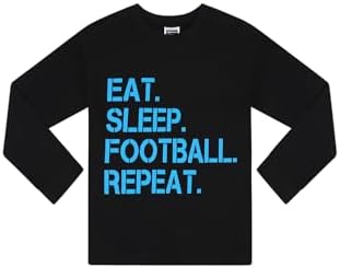 Jongens Eat Sleep Football Repeat Witte Lange Katoenen Pyjama