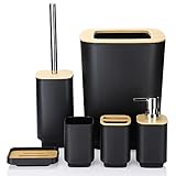 JOTOM Bambus Badezimmer Zubehör Set 6 Stück Modernes Design 6 Stück Badezimmer Zubehör Set...
