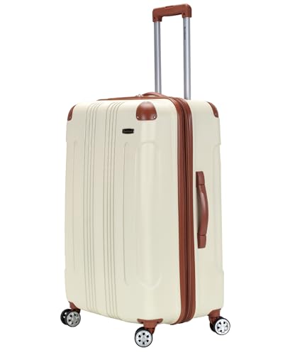 Image of Rockland London Hardside Expandable Spinner Wheel Luggage, White, Checked-Large 28-Inch