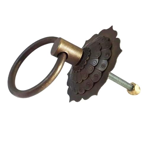 Aldaba de puerta de latón antiguo con anilla de bronce para perillas de madera 6