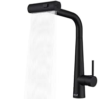 Ulytid Wasserhahn Küche Schwarz, Küchenarmatur mit Brause Ausziehbar, Hochdruck Mischbatterie Armatur Küche mit 3 Sprühfunktionen, 360° Schwenkbar Spültischarmatur Einhebelmischer aus Edelstahl