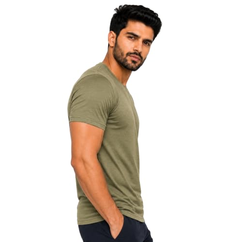 Image of NINQ Half Sleeve Tshirt for Men | Round Neck Regular Tshirt | Breathable Mesh Dotted Stylish T-Shirt | Sports Wear Casual Tee for Gym, Running & Daily Comfort