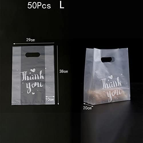 Transparent Plastic Thank You Gift Bags with Handle Christmas Wedding Party Favor Candy Cake Baking Wrapping Shopping Bag (B-L)