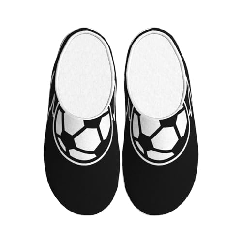 Chaussons d'hiver EdWal I Love Soccer noirs en peluche chaude taille 39 pour homme et femme