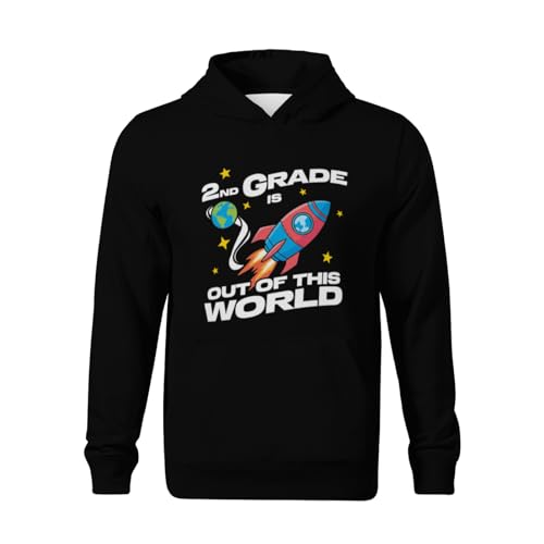 Kids 2nd Grade is Out Of This World Second Grade Design Boys Girls Lightweight Kangaroo Pocket Fleece Hoodies2