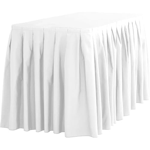 Decoración para faldón de mesa de fiesta, Falda de mesa Poliéster Rectángulo Multicolor 10 pies largo Boda Evento Fiesta Banquete Decoración(White)